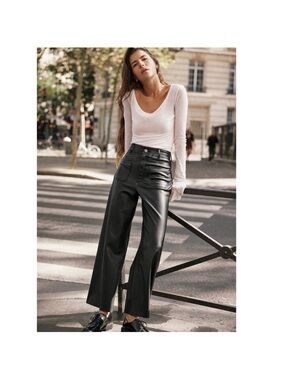 NWT Zara marine straight faux leather wide leg